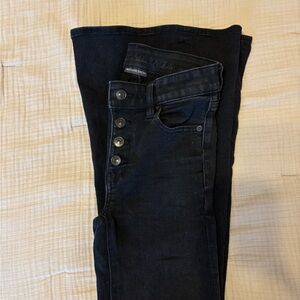 American Eagle Outfitters Women's Black High Rise Jeans flare leg stretch